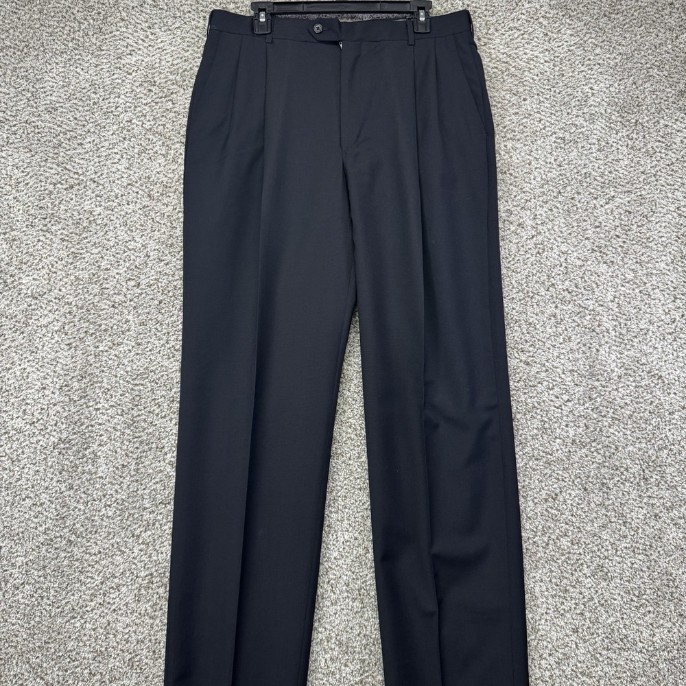 NEW Berle Dress Pants Men's Size 33 Black Super 120's 100% Worsted‎ Wool Milan